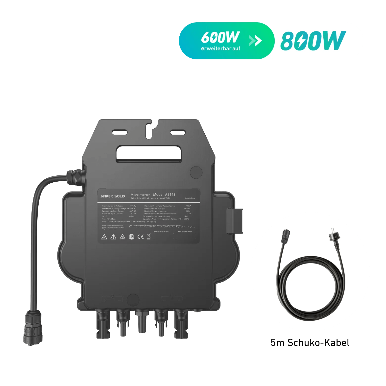 Balkonkraftwerk: NeMo 4.2 400 Black & Anker Mi 80 WIFI Wechselrichter - Dachflug Solar