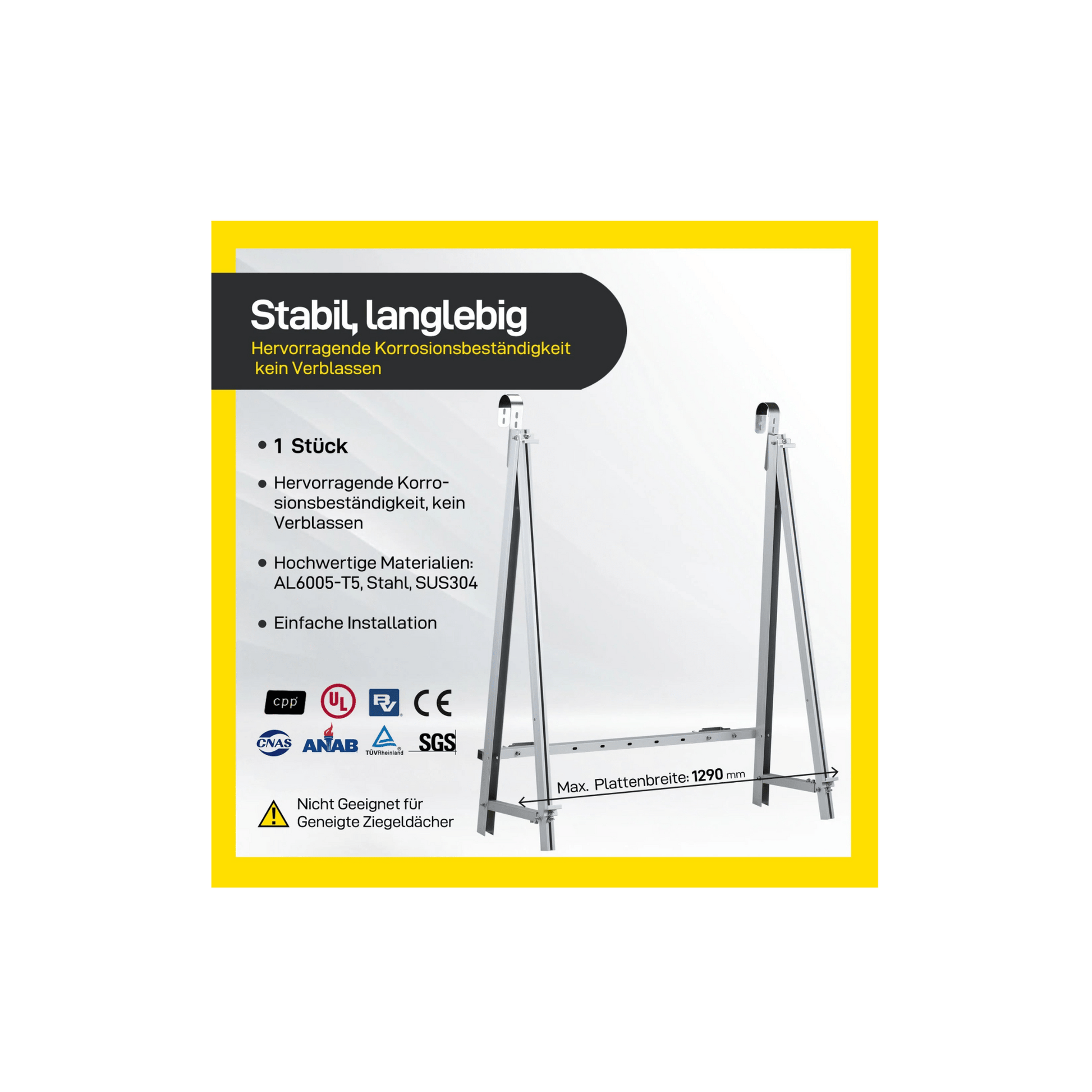 Balkonkraftwerk Solarmodul Halterung - 1 Solarmodul - Dachflug Solar