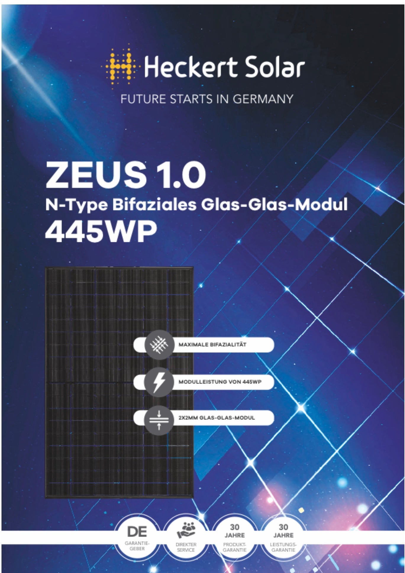 Solarmodul Zeus 1.0 108 M 445 Black Frame Bifaziales Glas - Glas - Modul - Dachflug Solar