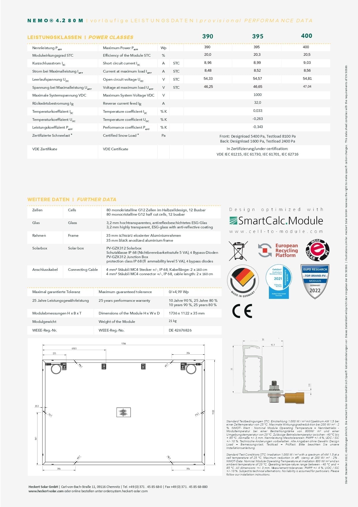 Heckert Solar Solarmodul NeMo® 4.2 80 M 405 AR (A) - Dachflug Solar