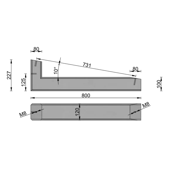 PV-Aufständerung WATTSTONE 10° aus Feinbeton für 2-PV Module im Ost-West Aufbau inkl. Klemmen und Bautenschutzmatten - Dachflug Solar