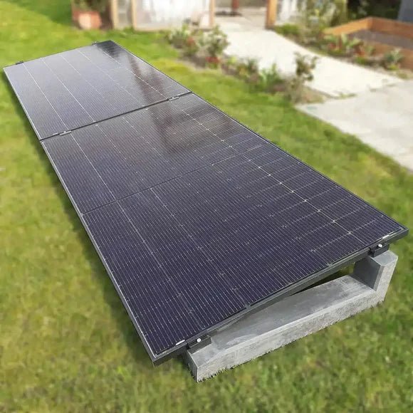 PV-Aufständerung WATTSTONE 10° aus Feinbeton für 2-PV Module im Reihenaufbau inkl. Klemmen und Bautenschutzmatten - Dachflug Solar