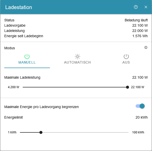 Symphon E-App "AC-Ladestation" - Dachflug Solar
