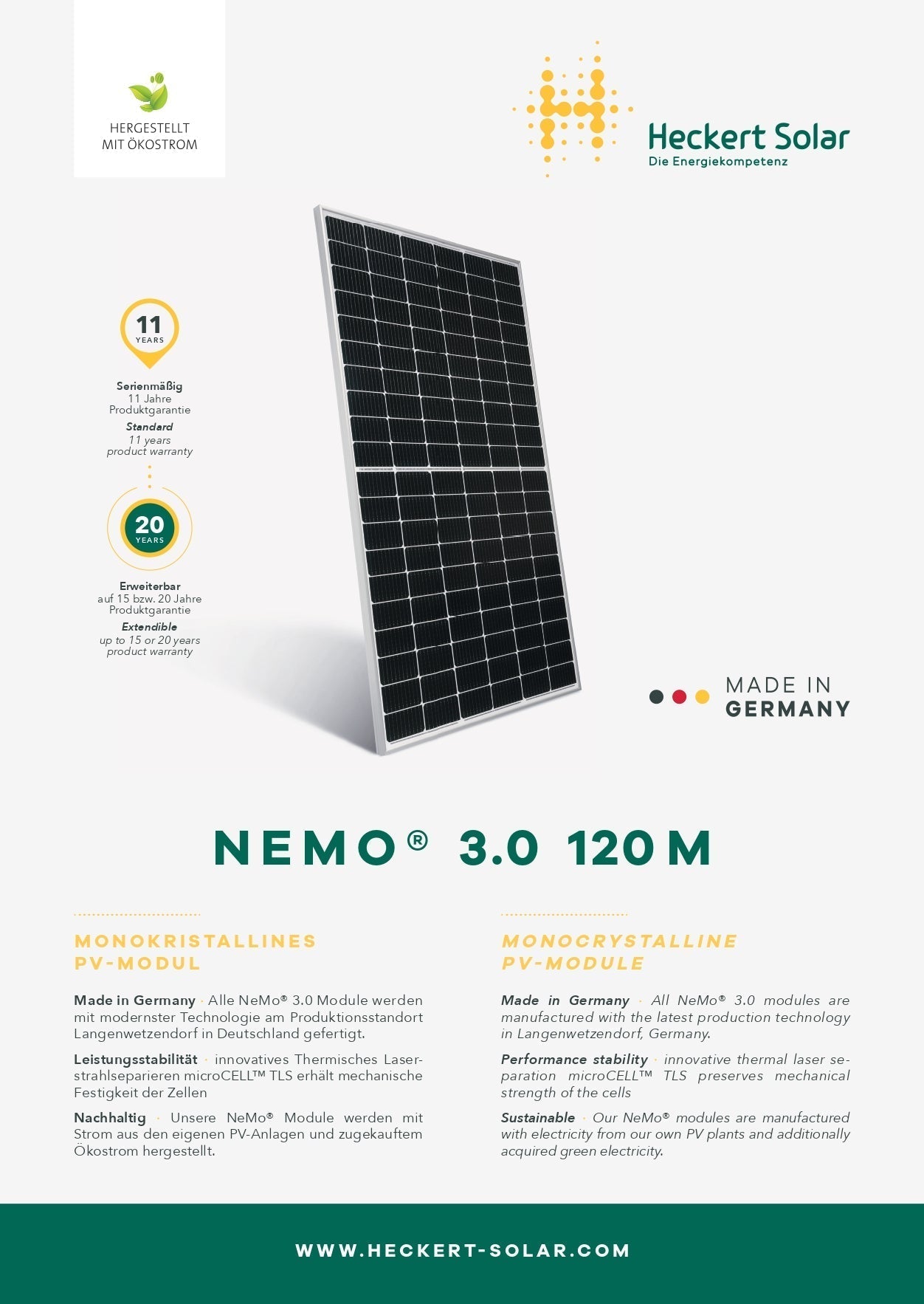 B-Ware / Sonderpreis Heckert Solar Solarmodul NeMo® 3.0 120 M 375 AR (B) - Dachflug Solar