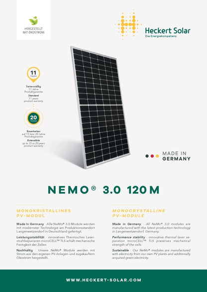 B-Ware / Sonderpreis Heckert Solar Solarmodul NeMo® 3.0 120 M 380 AR (B) - Dachflug Solar