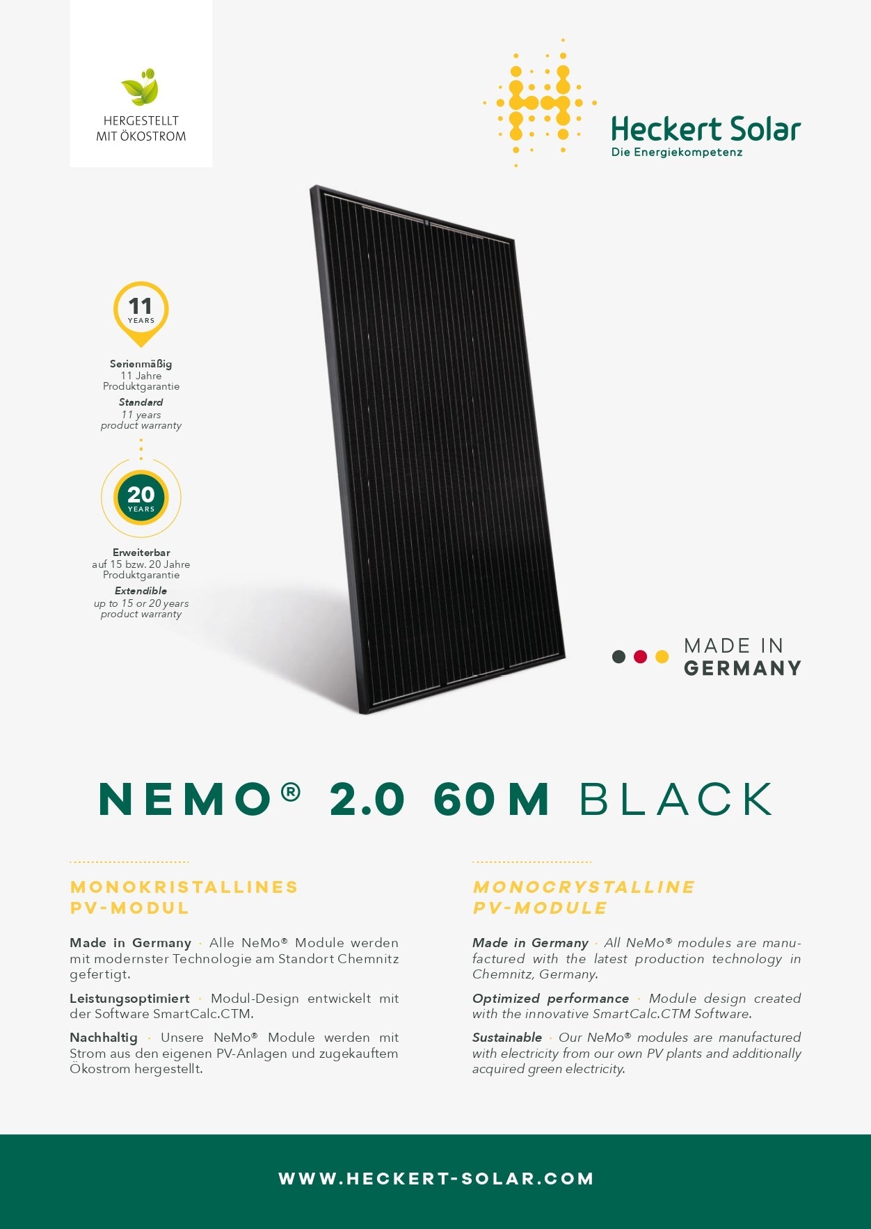 Heckert Solar Solarmodul NeMo® 2.0 60 M 325 AR (A) Black MC4 - Dachflug Solar
