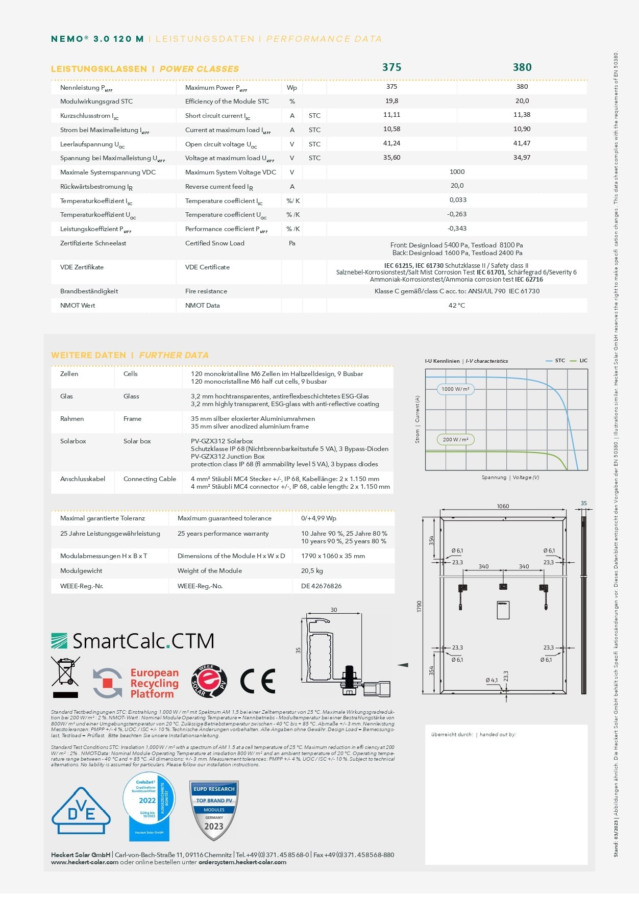 Heckert Solar Solarmodul NeMo® 3.0 120 M 375 AR (A) - Dachflug Solar