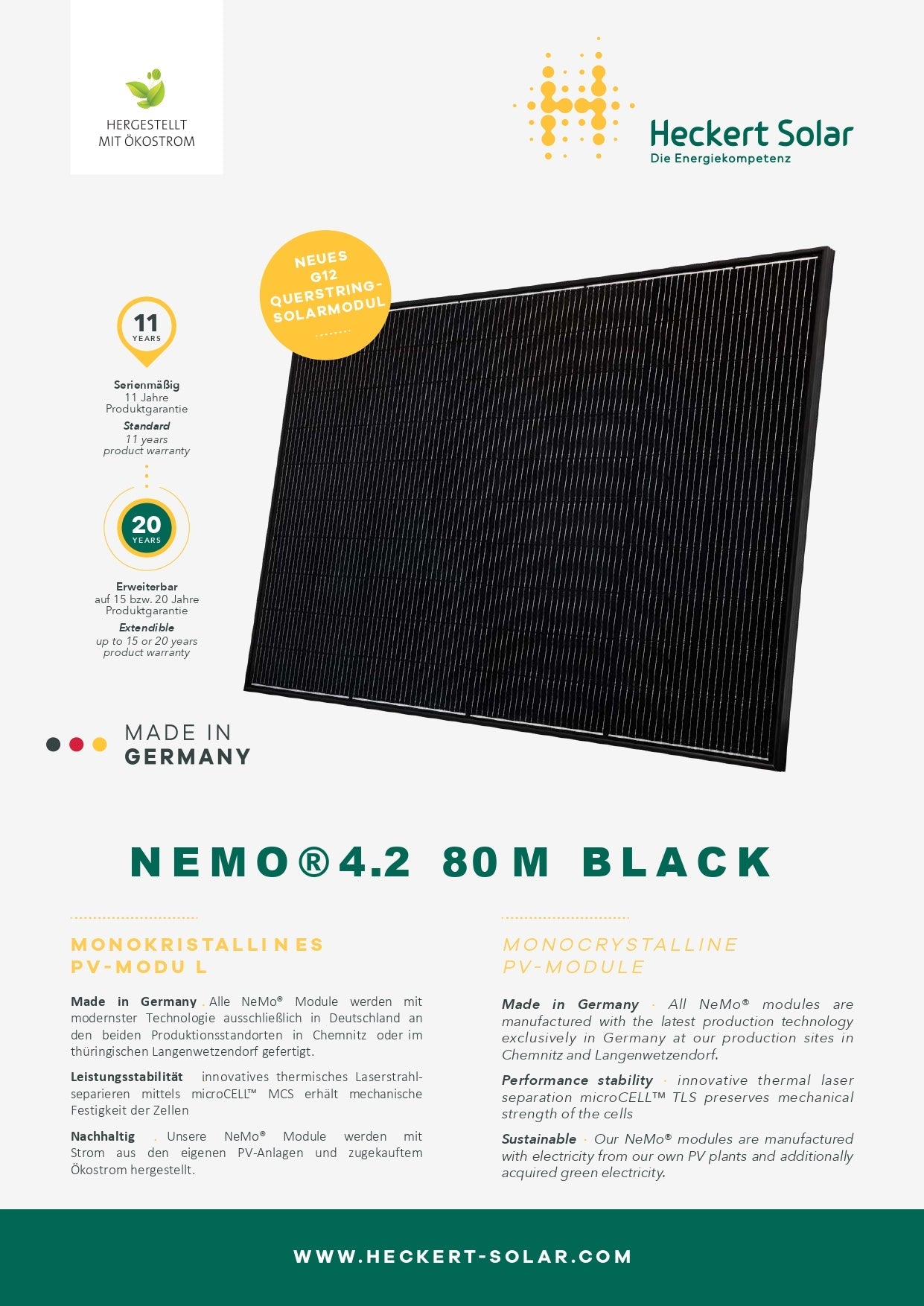 Heckert Solar Solarmodul NeMo® 4.2 80 M 395 AR (A) BLACK - Dachflug Solar