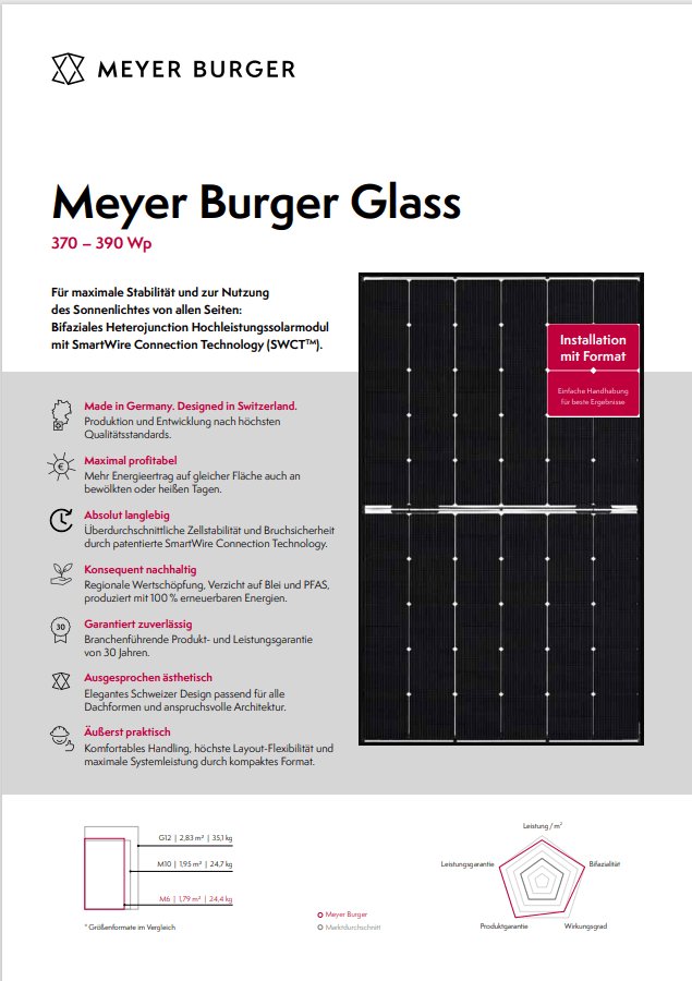 MEYER BURGER GLASS 375 GLAS-GLAS BIFAZIAL - Dachflug Solar